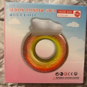 HANMUN huge Sequin Rainbow sofa water chair- Floaties for Adults Swim tube